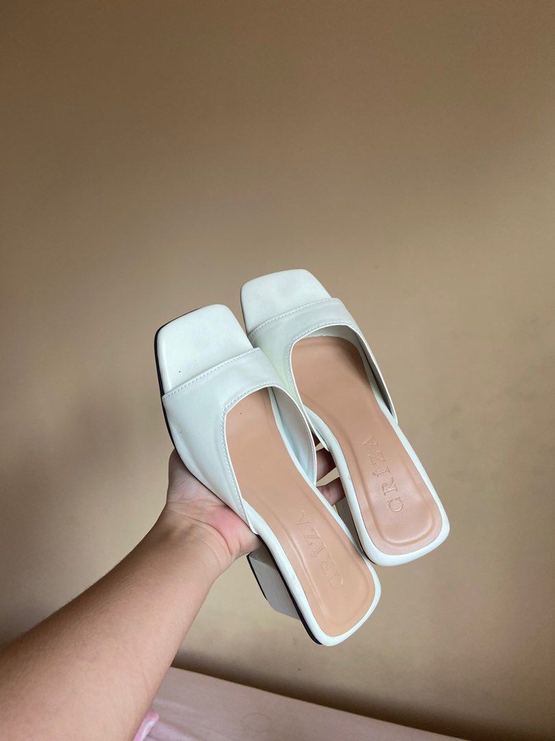 2 inches White Block Heels Women s Fashion Footwear Flats