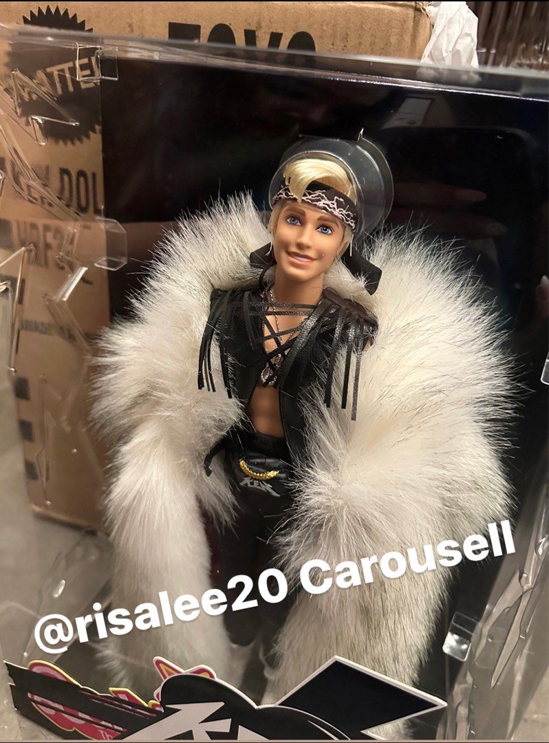 Barbie The Movie Ken Doll in Rebel Rock Outfit and Faux Fur Coat