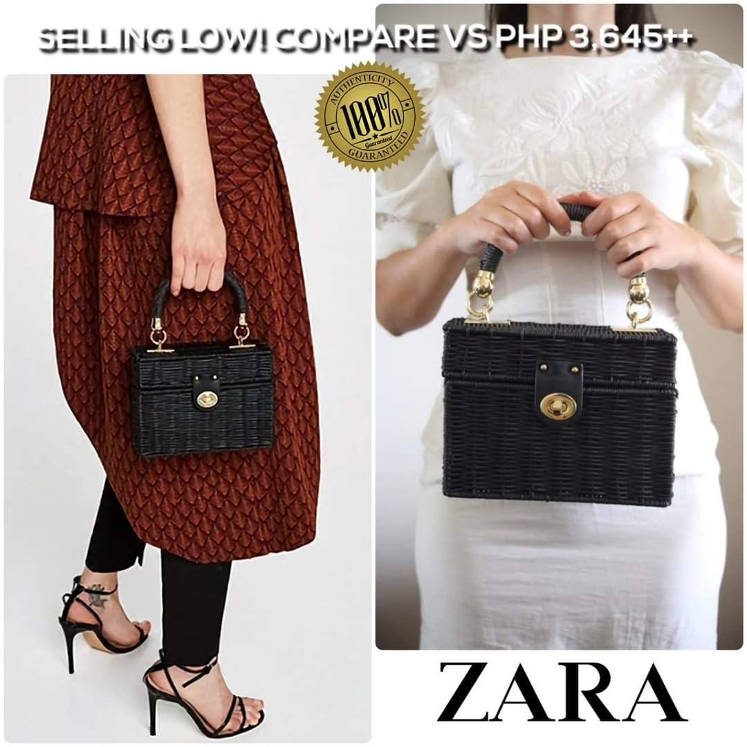 Authentic ZARA Minaudiere Bag With Braided Handle in Black Square box Wicker Bag Women s Fashion Bags Wallets Purses Pouches on Carousell