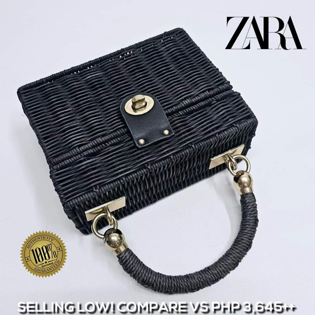 Authentic ZARA Minaudiere Bag With Braided Handle in Black Square box Wicker Bag Women s Fashion Bags Wallets Purses Pouches on Carousell