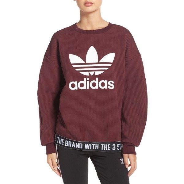 Adidas Originals Trefoil Sweatshirt Maroon Women s Fashion Coats