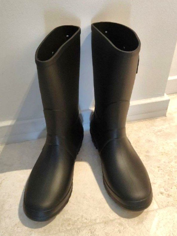 Aldo Black waterproof rubber mid length boots