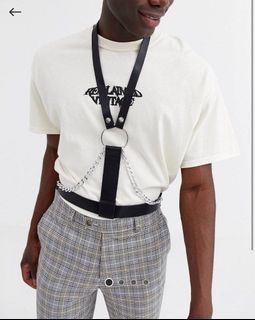 Edishen Men's Leather Suspenders with Hook, Body Harness Belt Punk  Adjustable PU Leather Belt, Harness for Men Black, Medium at  Men's  Clothing store