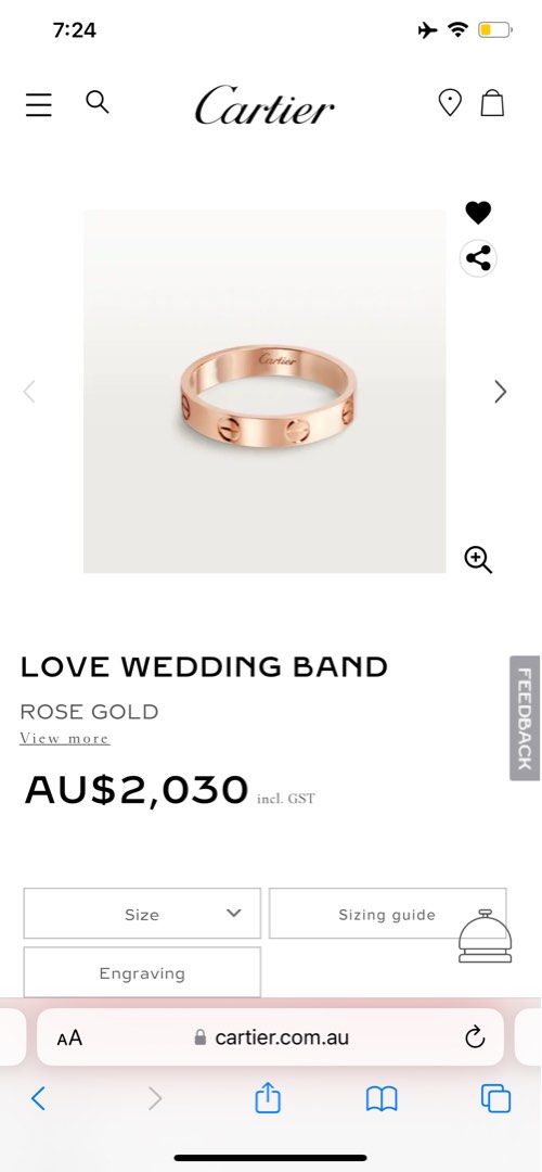Cartier ring sizing chart deals