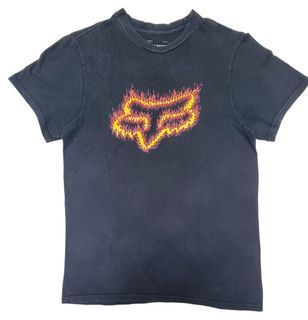 Auth Fox Racing Flaming Fox Head Cotton Shirt Small for Women