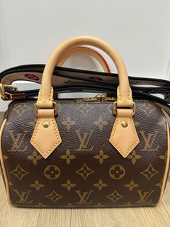 Louis Vuitton Speedy 25 imprinted leather shoulder strap Prune ref.545865 -  Joli Closet