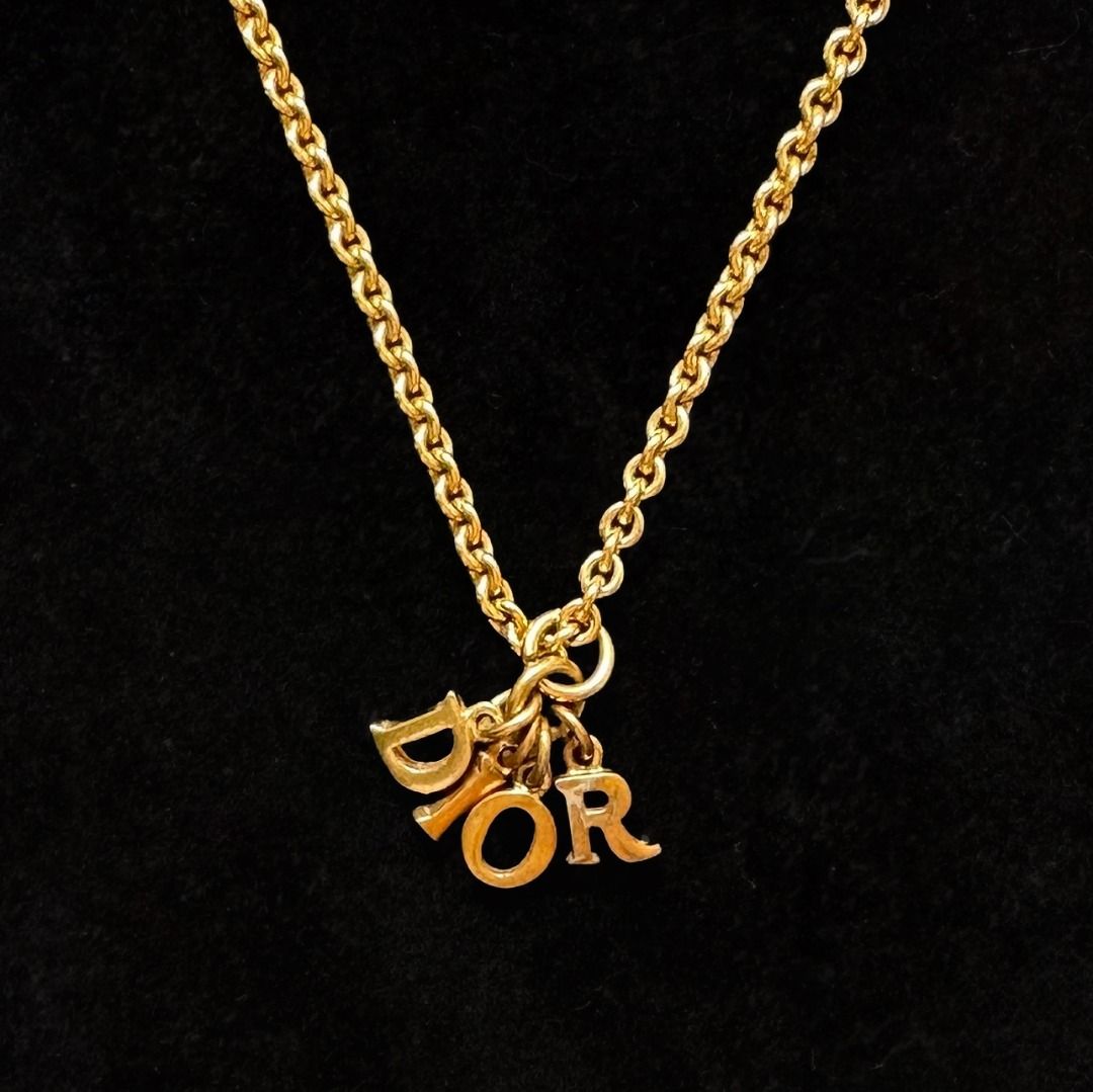 Authentic Vintage Christian Dior Logo Mini Letters Alphabet Necklace