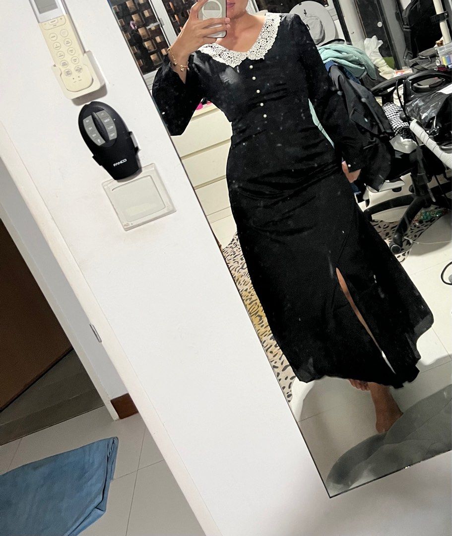 Casual black lace dress sale
