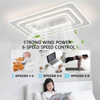 Bladeless Ceiling Fan anti-Flash Frequency DC Ceiling Fan (Tri-Color Light and Remote)