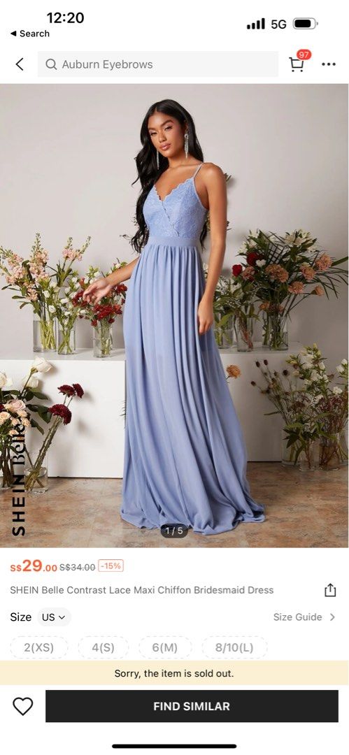 SALE 8 mailed BNWOT SHEIN Blue Long Chiffon Dress