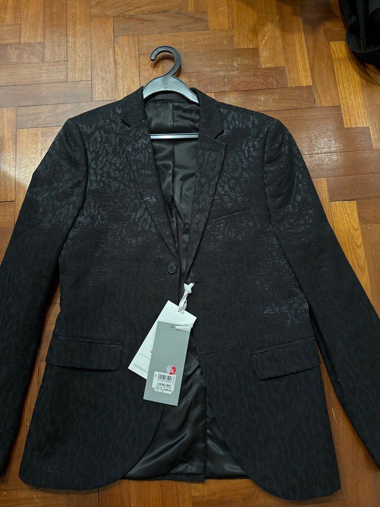 Mens black clearance printed blazer