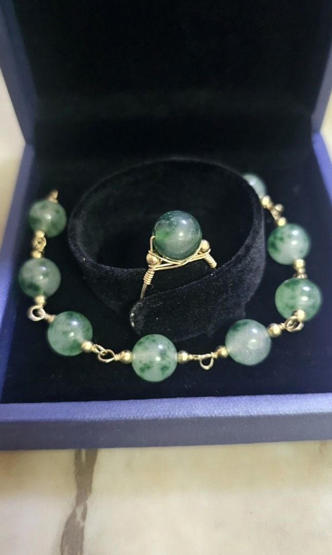 Vintage Chinese 14K Yellow Gold Hinged Green Jadeite Jade Bangle Bracelet |  eBay