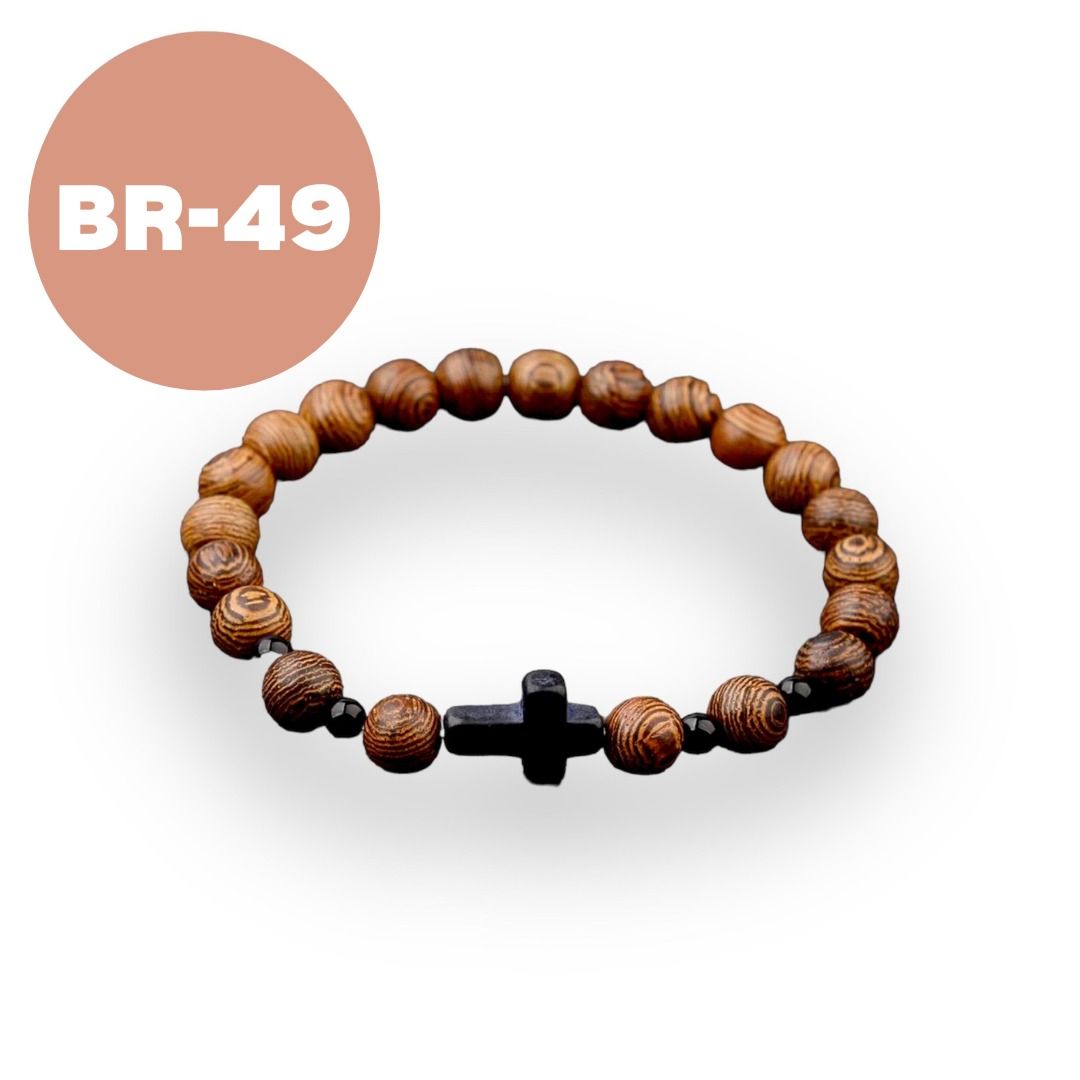 UD Meditation Prayer Wood Bead Bracelet Elastic Stretch