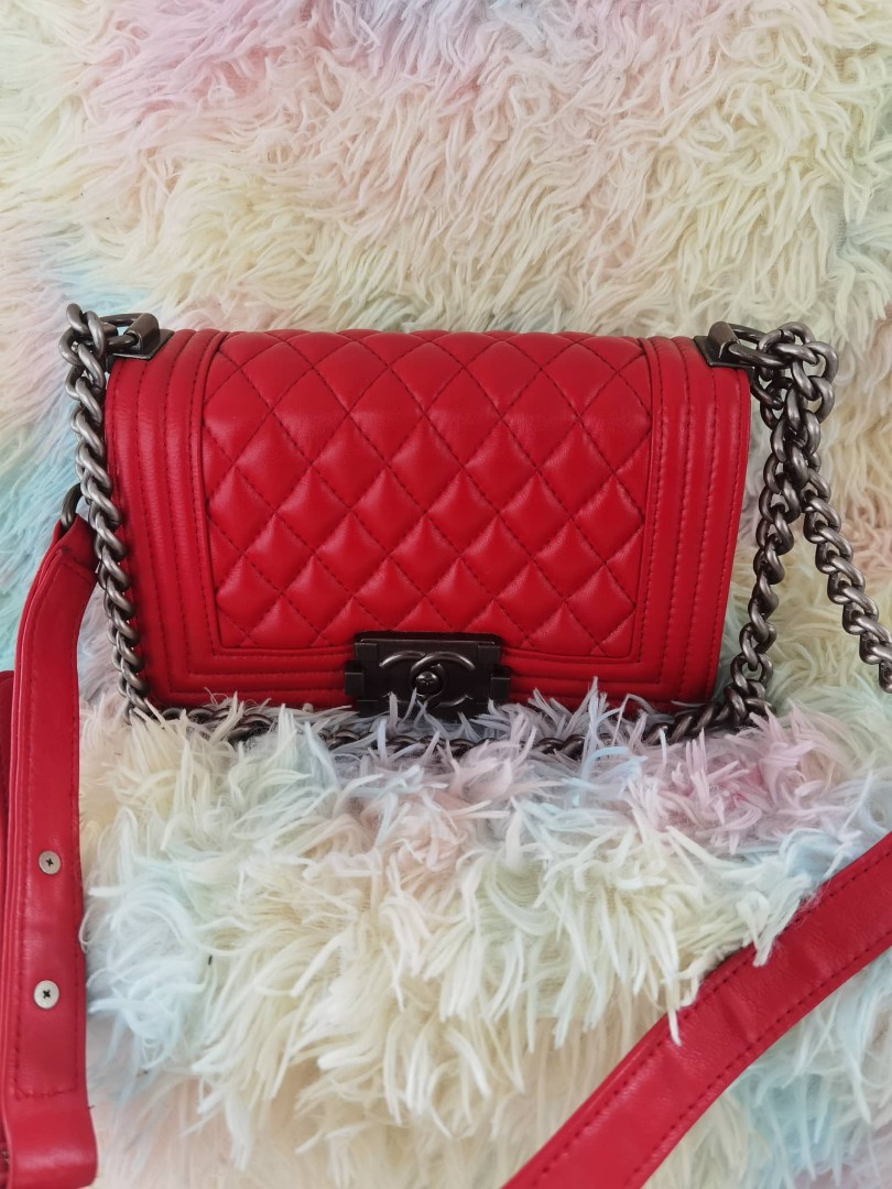 Chanel Leboy Red Small, Luxury, Bags & Wallets on Carousell