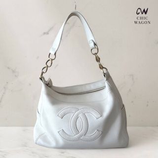 chanel white hobo bag leather