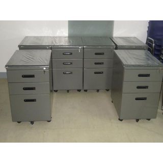 Charcoal Gray Mobile Pedestal Cabinet -- 3 Drawers