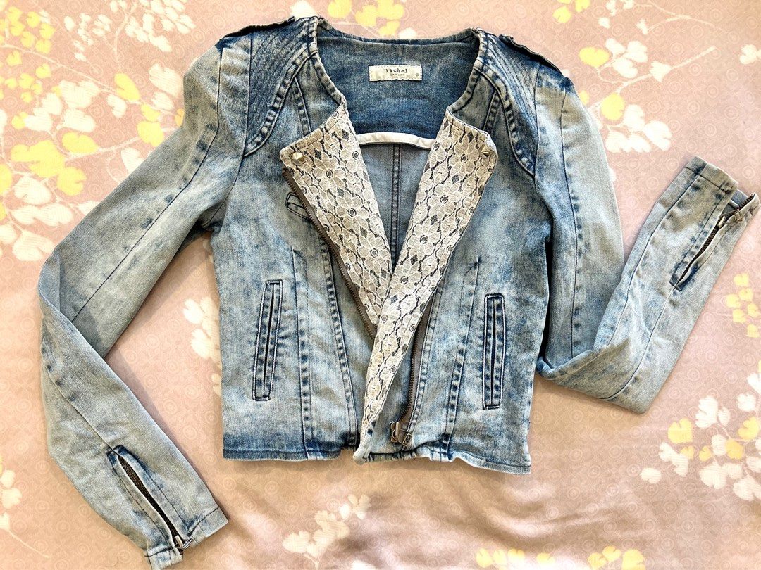 Denim jacket clearance with lace trim