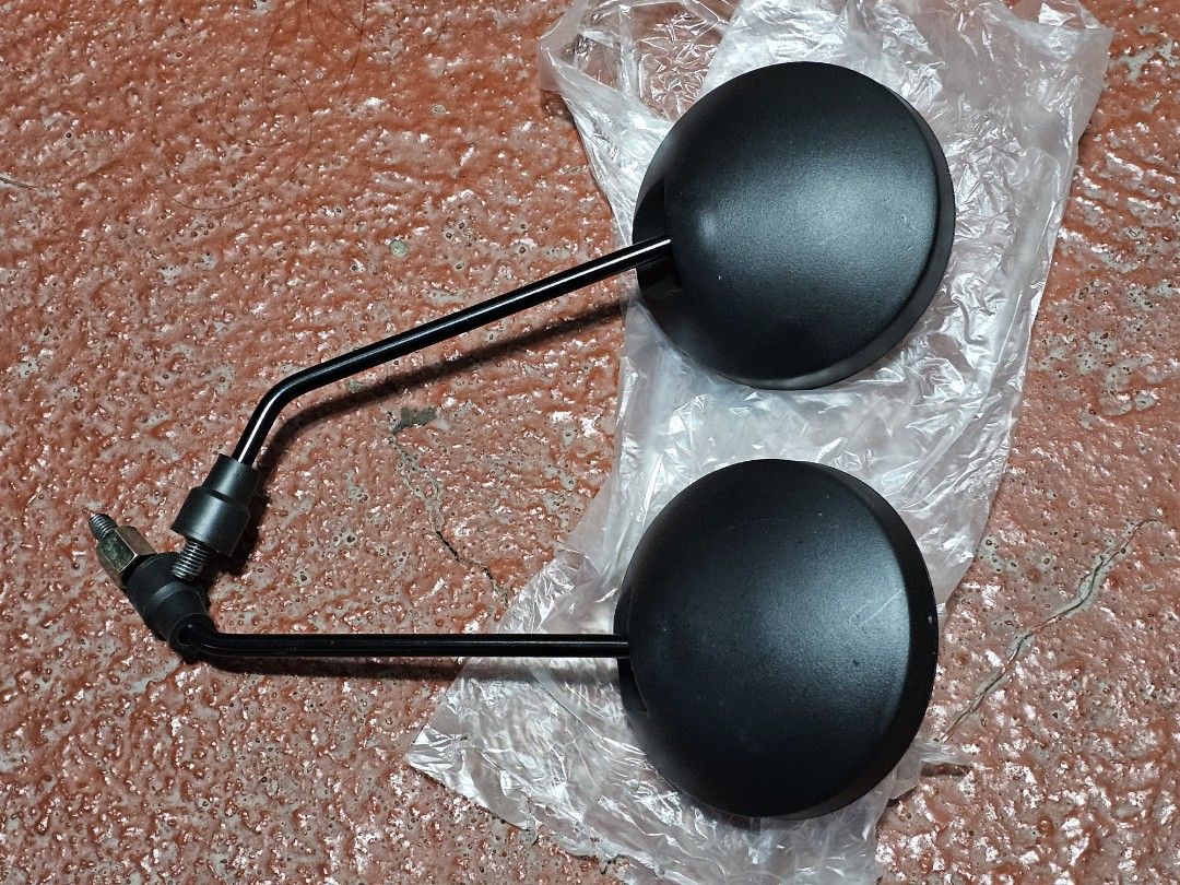 ebike/motorcycle side mirrors round black (Category: Bicycles) located in General Trias. Submitted by kikoexe (Listing ID 1264418529, Image 2). Description: Side Mirror for ebikes and motorcycles. Meetups within General Trias, Dasmariñas, Silang, Imus and Bacoor areas only. For other areas, open for shipping/delivery at buyer's expense..