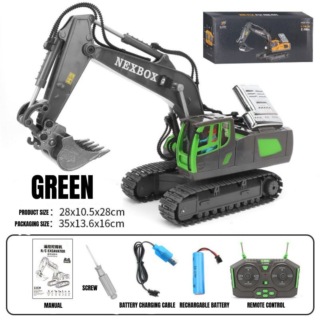 Excavator (Category: Construction Tools & Equipment) located in Quezon City. Submitted by tanyachoa (Listing ID 1264281250, Image 2). Description: 🎈need 2 pcs AA battery for remote 🎈w/ rechargeable battery for excavator 🎈w/ charging cord 🎈w/ screwdriver Colors: 🎈yellow/green/white.