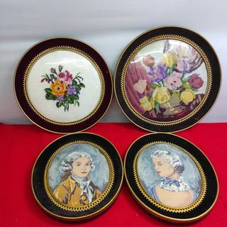 Assorted Vintage Floral and Women portrait framed Cross-stitch wall decor from UK for 1250 each *Q57