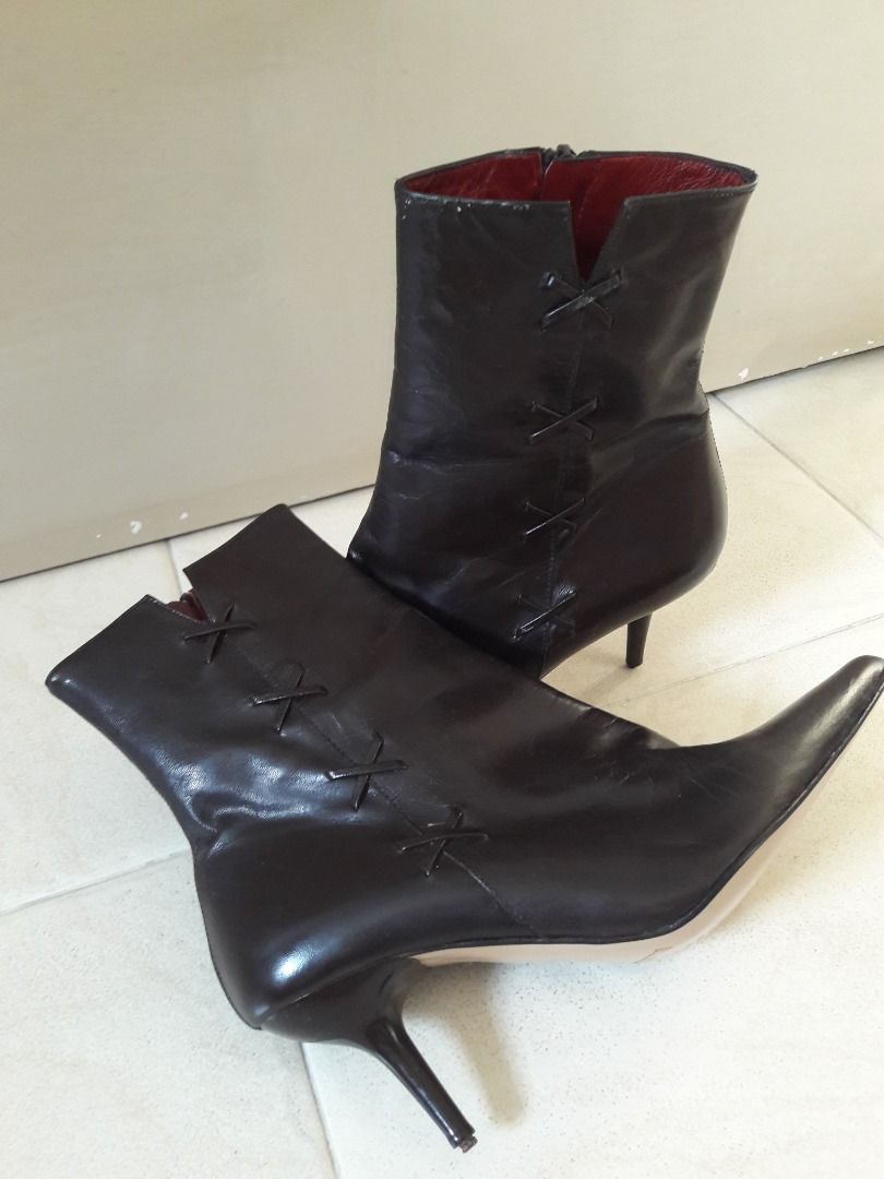 Genuine leather high heel boots hot sale