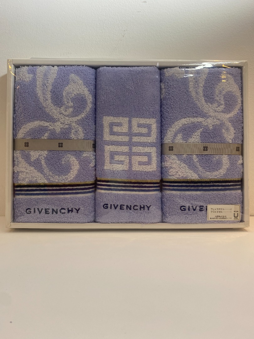 GIVENCHY 3Piece Blue Towel, Furniture & Home Living, Bedding & Towels