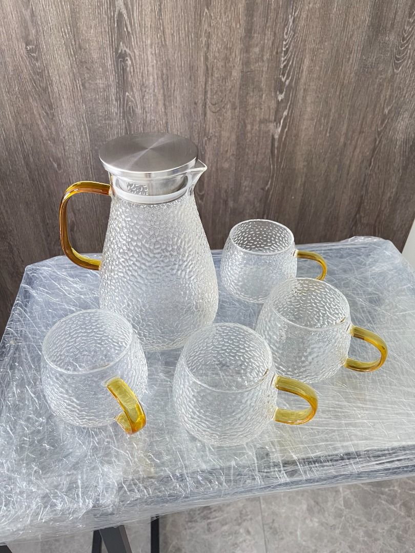 Glass pitcher set (material: high borosilicate glass), Furniture & Home ...