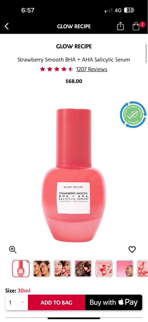 Glow Recipe Strawberry AHA BHA Serum, Beauty & Personal Care, Face ...