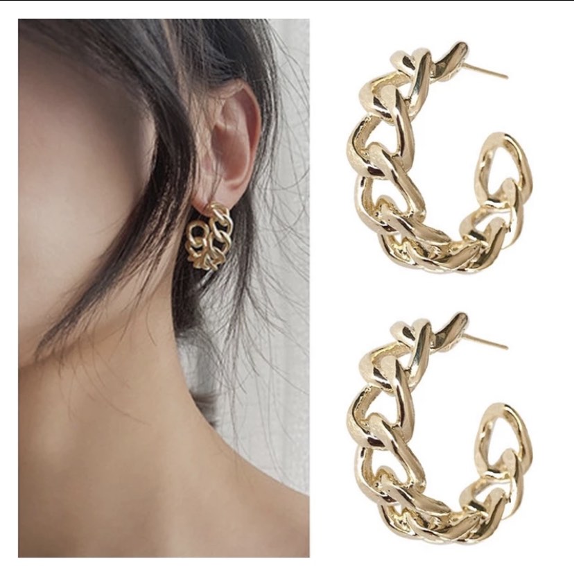 Gold chain cheap hoop earrings