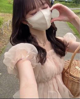 🇯🇵日本GRL正品，仙氣飄飄透膚2way上衣(黑色) ♡