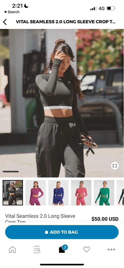 GYMSHARK Vital Seamlesss Womens Fitness Training Crop Top Brown - XS :  : Fashion