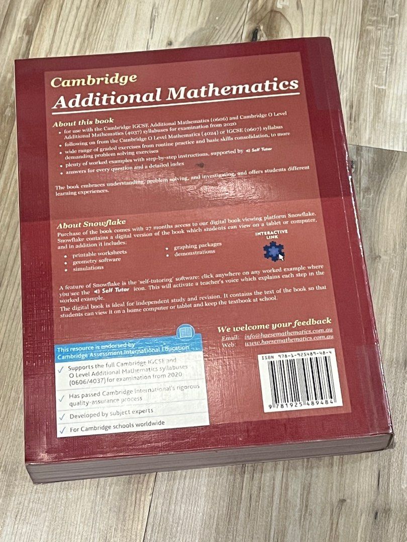 Haese Mathematics Cambridge Additional Mathematics Second Edition For