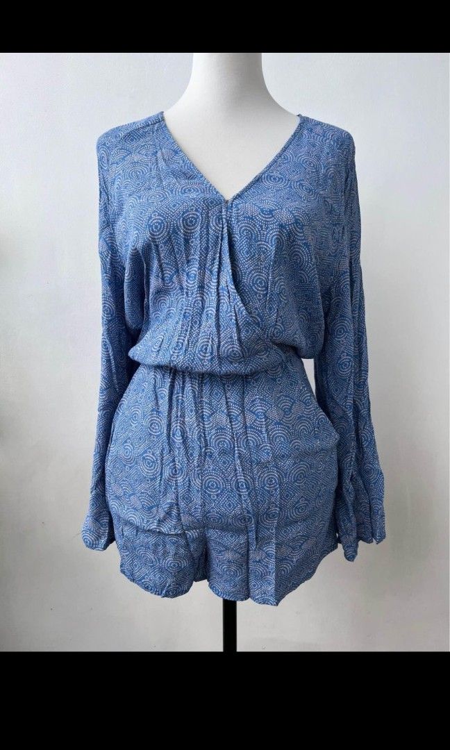 H m blue romper Women s Fashion Dresses Sets Rompers on Carousell