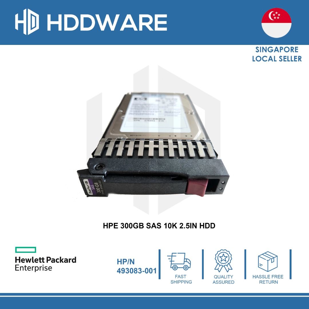 HP 300GB SAS 10K 2.5" HDD // 493083-001 // 492620-B21 // EG0300FBVFL63141149168129111