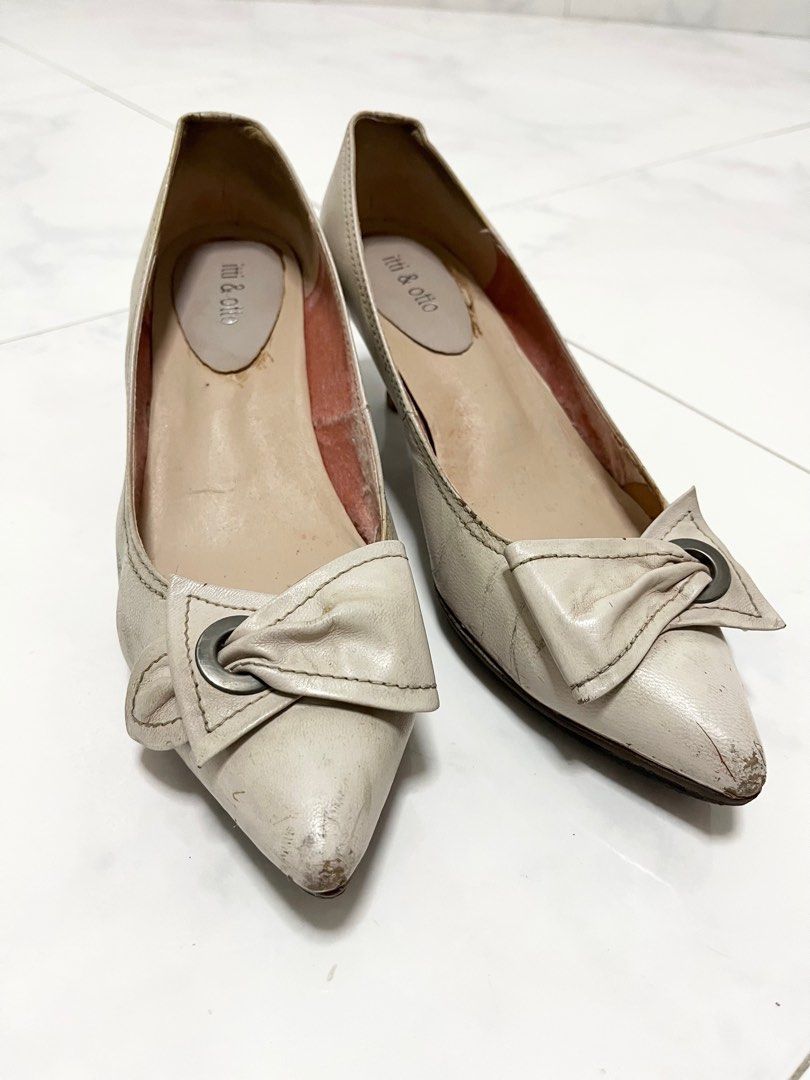Itti Otto Beige Genuine Leather Heels Shoes
