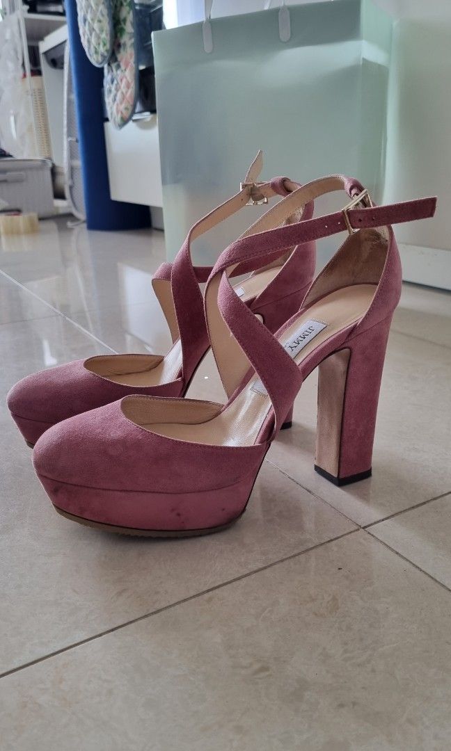 Pink velvet platform heels store