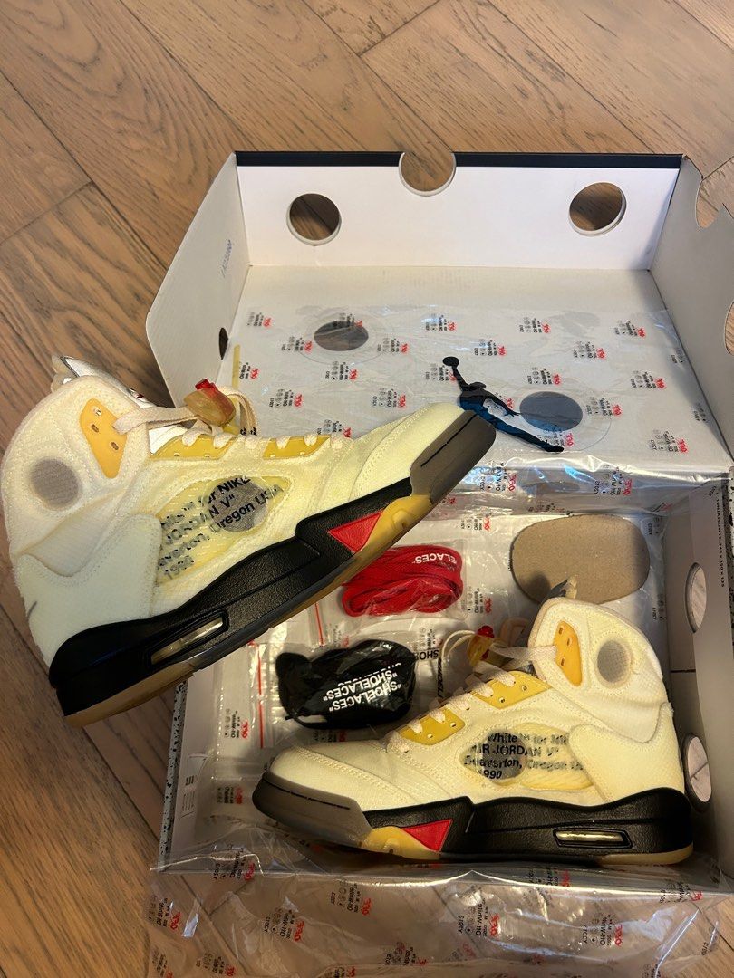 31cm(US13) - Jordan 5 SP x Off-White Mid Sail 海外 即決-