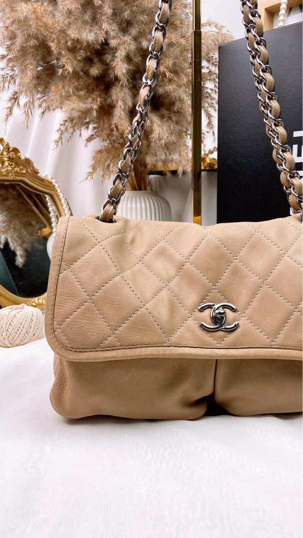 JZC7900 Dark Beige Calfskin Natural Beauty Flap Bag SHW, Luxury, Bags &  Wallets on Carousell