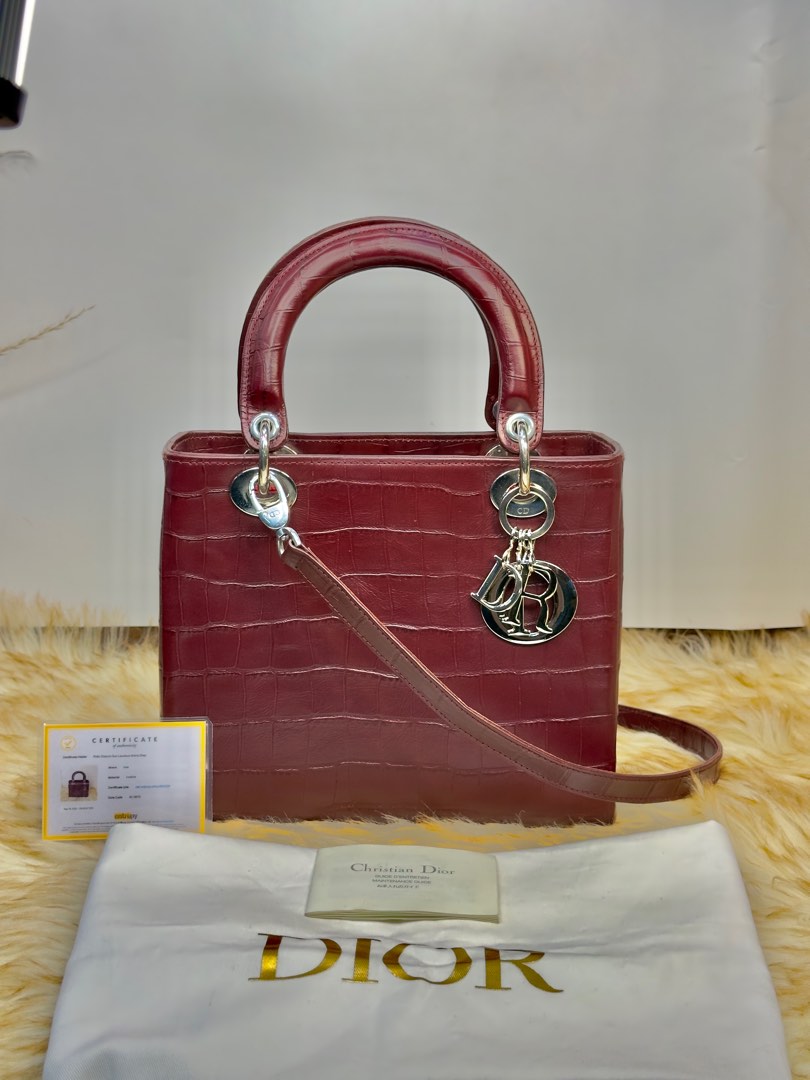 LADY DIOR CROC 24CM 2 WAY ( SVH ), Luxury, Bags & Wallets on Carousell