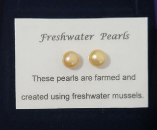 LIGHT CHAMPAGNE Freshwater Pearl Earrings  with Certificate of Authenticity