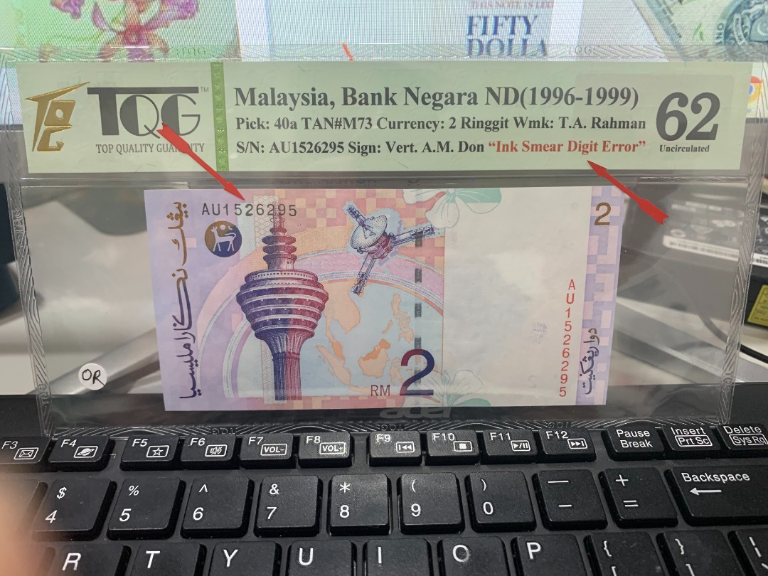 Malaysia 8th Series (1996-1999) RM2 Error Note TQG Graded 62 UNC ...