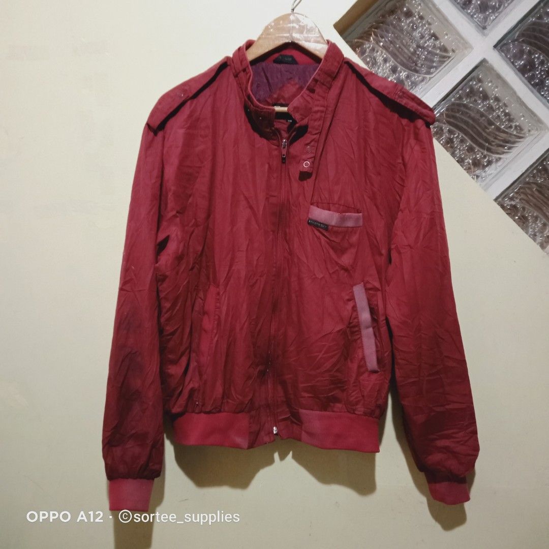 MEMBERS ONLY THE SOPRANOS WINDBREAKER LIGHT ZIPPER JACKET RED/MAROON