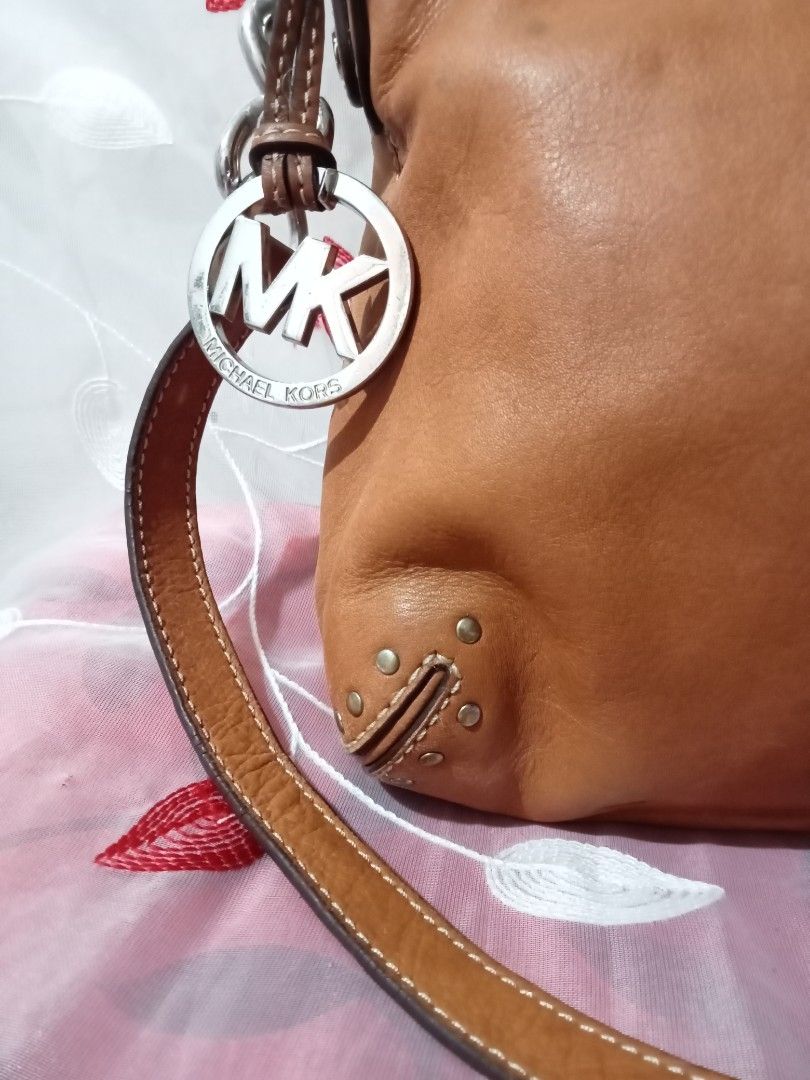 Michael kors Astor Studded Brown leather Shoulder Bag