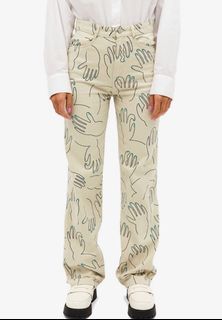 MONKI Denim Style Trousers with Hand Print