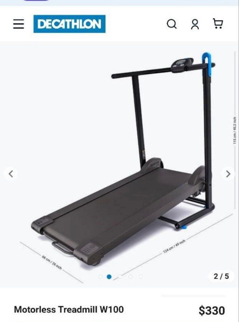Motorless Treadmill W100 decathlon Sports Equipment Exercise Fitness Cardio Fitness Machines on Carousell