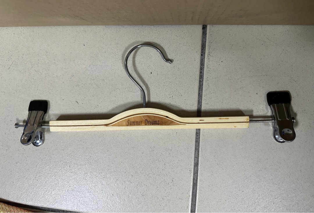 Moving out sale! Wooden hangers with clips, Furniture & Home Living