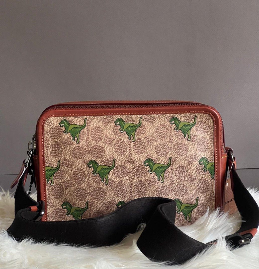New Coach Original CF075 Rexy Charter Crossbody 24 in Signature Canvas Men Crossbody Bag with Full Set of Coach Package