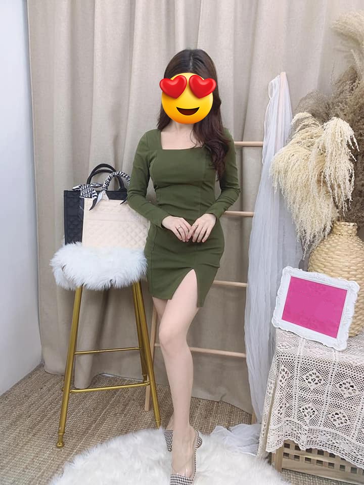 Olive green bodycon top dress outfit