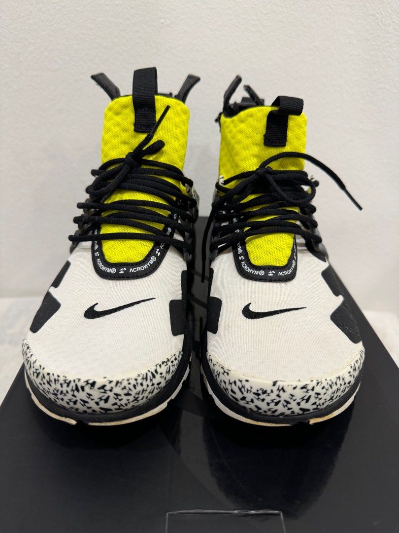 Nike x acronym air presto mid white/ black-dynamic yellow clearance