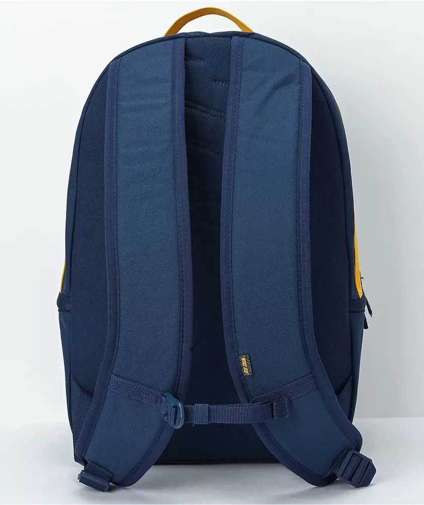 Nike sb icon navy blue backpack bag bagpack (Category: Backpacks) located in Cavite. Submitted by highkeyapparels (Listing ID 1264311832, Image 2). Description: The Nike SB Icon navy blue backpack is devoid of nonsense; it's minimalistic and stylish! Featured in a navy blue colorway, accented by striking yellow detailing around the perimeter, this pack is sure to standout, while the Nike SB logo on the left-hand side of the front pocket adds in s